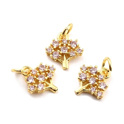 Бледно-Розовый Латунные микро проложить кубического циркония прелести, реальный 18 k позолоченный, без кадмия и без свинца, дерево, розовый жемчуг, 11x10x2 мм, отверстие : 3.8 мм