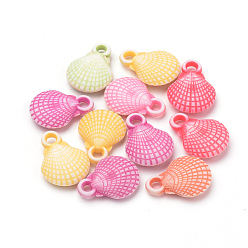 Mixed Color Craft Style Acrylic Pendants, Scallop, Mixed Color, 17.5x13x4mm, Hole: 2.5mm, about 950pcs/500g