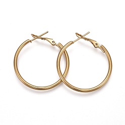 Golden 201 Stainless Steel Hoop Earrings, Hypoallergenic Earrings, Ring Shape, Golden, 12 Gauge, 33x30x2mm, Pin: 1mm
