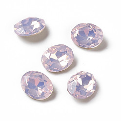 Rose Water Opal Opal Style Eletroplate K9 Glass Rhinestone Cabochons, Pointed Back & Back Plated, Oval, Rose Water Opal, 10x8x4.5mm