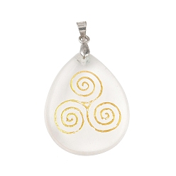 Хрусталь Природного кварца хрустальных подвесок, с реечной обшивкой латунными выводами, без кадмия и без свинца, очарование слезы, 31x25x5~7 мм, отверстие : 4.5x4 мм