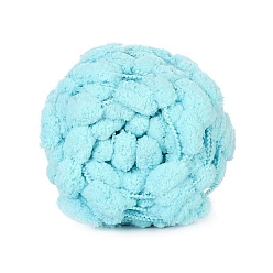 Sky Blue Pom Pom Chunky Yarn, Arm Knitting Yarn, Super Softee Thick Fluffy Jumbo Chenille Polyester Yarn, for Blanket Pillows Home Decoration Projects, Sky Blue, 30mm, about 27.34 yards(25m)/skein