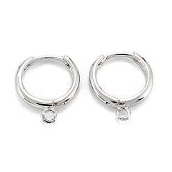 Platinum Rack Plating Brass Huggie Hoop Earrings Finding, with Horizontal Loop, Ring, Platinum, 12 Gauge(2mm), 16.5x13.5x2mm, Hole: 1.5mm, Pin: 1mm