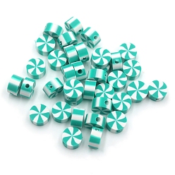 Flat Round Christmas Themed Handmade Polymer Clay Beads, Flat Round, 10mm, about 1000pcs/bag