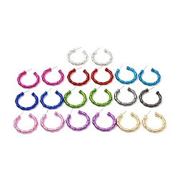 Mixed Color Ring Acrylic Stud Earrings, Half Hoop Earrings with 316 Surgical Stainless Steel Pins, Mixed Color, 38x5mm