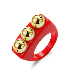 03 Red G-550 Cute Colorful Acrylic Couple Rings - Geometric Resin Ring, Lovely Hand Jewelry for Women.