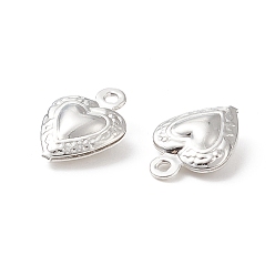 Silver 304 Stainless Steel Charms, Heart, Silver, 12x9x3mm, Hole: 1mm