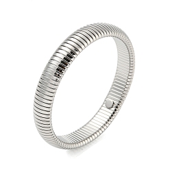Stainless Steel Color 304 Stainless Steel Flat Snake Chain Bracelet, Stretch Bracelet, Stainless Steel Color, Inner Diameter: 2-1/2 inch(6.3cm), Wide: 12mm