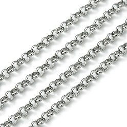 Stainless Steel Color 304 Stainless Steel Rolo Chains, Belcher Chain, Unwelded, Stainless Steel Color, 3x1mm