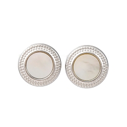 Нержавеющая Сталь Цвет 304 серьги-гвоздики из натуральной белой ракушки из нержавеющей стали, плоско-круглые, цвет нержавеющей стали, 13 мм