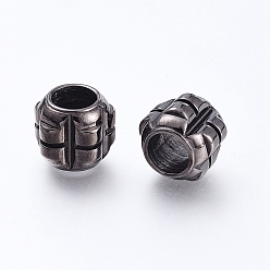 Metallgrau 304 Edelstahlkugeln, Großloch perlen, Rondell, Metallgrau, 11.5x9.5 mm, Bohrung: 6.2 mm