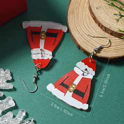 Платина Стильное красное рождественское платье акриловые серьги-подвески, платина, 65x35 мм