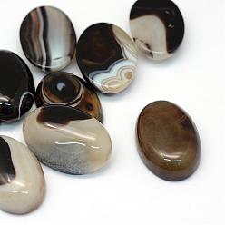 Black Oval Dyed Natural Striped Agate/Banded Agate Cabochons, Black, 29~30x19~20x6~7mm