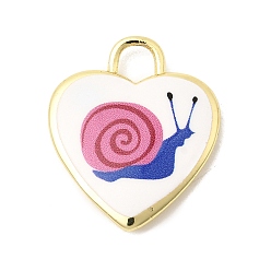 Snail Латунные подвески с принтом, сердце прелести, долговечный, реальный 18 k позолоченный, улитка, 19x16x3 мм, отверстие : 3x3 мм