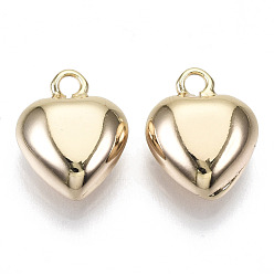Real 18K Gold Plated Brass Pendants, Nickel Free, Heart, Real 18K Gold Plated, 14x11.5x6mm, Hole: 2mm