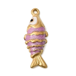 Сливовый 304 нержавеющей стальной эмали подвески, рыбы прелести, ионное покрытие (ip), слива, 25.5x10x4 мм, отверстие : 1.4 мм