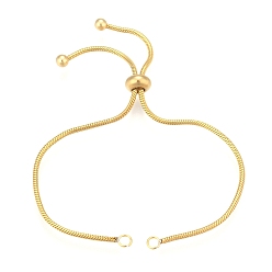Golden Adjustable 304 Stainless Steel Bracelet Making, Slider Bracelets, Golden, 9 inch(23cm), 1.5mm, Hole: 2.5~3mm