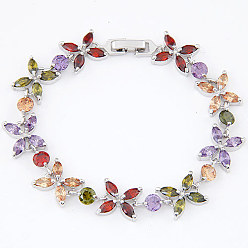 Colorful wl11054241 Sparkling Zirconia Beaded Bracelet for Elegant Evening Wear and Fashionable Style