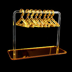 Gold Acrylic Earrings Display Stands, Clothes Hangers Shaped Dangle Earring Organizer Holder, with 8Pcs Mini Hangers, Gold, 6x15x12cm