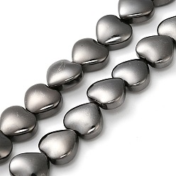 (405) Непрозрачный AB вишня Стеклянные бусины с гальваническим покрытием , сердце, с черным покрытием, 11x12.5x6 мм, отверстие : 1 мм, около 37 шт / нитка, 16.14'' (41 см)