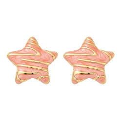 Легкий Лосось 304 серьги-гвоздики в форме звезд из нержавеющей стали с эмалью, реальный 18 k позолоченный, вакуумное покрытие pvd, светлый померанцевый, 25x26 мм