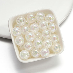 White Baking Painted Crackle Glass Beads, Round, White, 16mm, Hole: 2mm, 10pcs/bag
