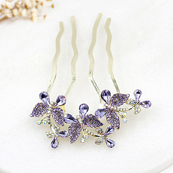 Purple hair combing style Butterfly Rhinestone Hair Comb for Women, Headpiece Hair Accessory Clip Pin Jewelry