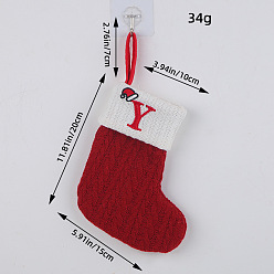 FF1-25/Y Classic Red Letter Christmas Stocking Knit Decoration Festive Holiday Ornament