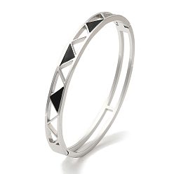 Нержавеющая Сталь Цвет Регулируемые 304 браслеты из нержавеющей стали, треугольные эмалевые украшения для женщин, цвет нержавеющей стали, внутренний диаметр: 1-7/8x2-3/8 дюйм (4.9x5.9 см)