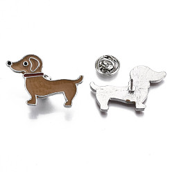Camel Alloy Brooches, Enamel Pin, with Brass Butterfly Clutches, Dog, Platinum, Camel, 23x33x2mm, Pin: 1mm