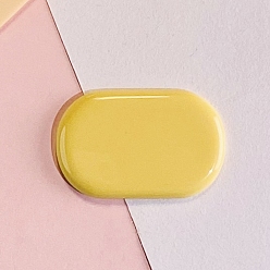 Light Yellow Plastic Snap Hair Clip Finding, Oval, Light Yellow, 43x28mm