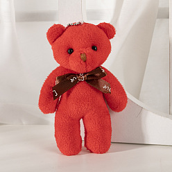 Rouge Mignon peluche pp coton ours poupée pendentif décorations, avec les accessoires en alliage, pour la décoration de sac porte-clés, rouge, 12 cm