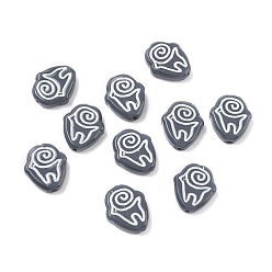 Серый Бусины лэмпворк , руны, с эмалью, серые, 19.5~20x17x5~5.5 мм, отверстие : 1.2 мм
