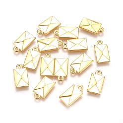 Golden Alloy Charms, Lead Free and Cadmium Free, Envelope, Golden, about 16.5mm long, 9mm wide, 2mm thick, hole: 1.5mm