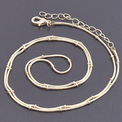 Golden Alloy Satellite Chains Necklace Making, Round Snake Chains with Beaded for Beadable Necklaces Making, Golden, 60cm