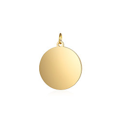 Golden 201 Stainless Steel Pendants, Flat Round, Stamping Blank Tag, Golden, 14.5x12x1mm, Hole: 3.5mm