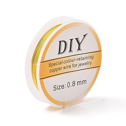 Золотой Круглая медная проволока для ювелирных изделий, долговечный, золотой свет, 20 датчик, 0.8 мм, около 9.84 футов (3 м) / рулон