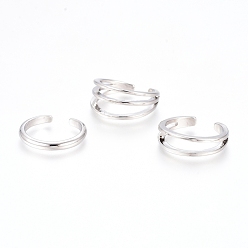 Platinum Brass Cuff Toe Rings, Stackable Rings, Mixed Style, Platinum, US Size 3(14mm), 3pcs/set