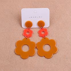 Перу 304 из нержавеющей стали болтаться серьги, цветок, с акриловой, платина, Перу, 80x40 мм