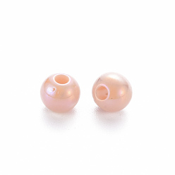 Pêche Perles acryliques opaques, de couleur plaquée ab , ronde, peachpuff, 6x5mm, Trou: 1.8mm, environ4400 pcs / 500 g