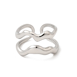 Нержавеющая Сталь Цвет 304 открытые кольца манжеты из нержавеющей стали, волна, цвет нержавеющей стали, 14.5 мм, размер США 7 1/4 (17.5 мм)