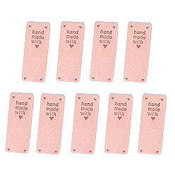 Misty Rose Microfiber Label Tags, with Holes & Word handmade with, for DIY Jeans, Bags, Shoes, Hat Accessories, Rectangle, Misty Rose, 50x20mm