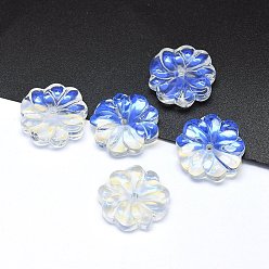 Clear AB Transparent Glass Beads, Flower, AB Color, Clear AB, 15x4mm, Hole: 1.2mm