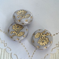Гейнсборо Чешские Бусины, плоские круглые с цветком жизни, серебряные, 18 мм