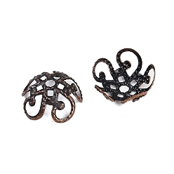 Red Copper Iron Bead Caps, Nickel Free, Red Copper, 10x4mm, Hole: 1mm