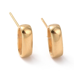 Real 24K Gold Plated 201 Stainless Steel Stud Earring Findings, with Horizontal Loop and 316 Stainless Steel Pin, Oval, Real 24K Gold Plated, 10x3.5mm, Hole: 2.5mm, Pin: 0.7mm