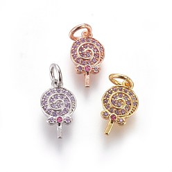 (52) Непрозрачная лаванда Латунные микро проложить кубического циркония прелести, сахар, красочный, разноцветные, 13x7.5x2 мм, отверстие : 3 мм