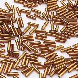 Темно-Золотистый Стеклярус, серебряная линия, темные золотарник, 5x2 мм, отверстия: 0.5 мм, около 16000 шт / мешок