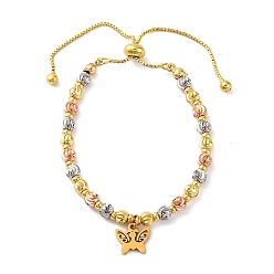 Бабочка Браслеты из латуни, с 304 подвесками из нержавеющей стали, бабочка, 10-5/8 дюйм (27 см), Кулон : 10.5x11.5x1.5 мм