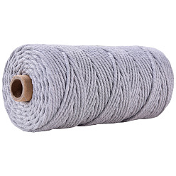 Light Steel Blue Cotton String Threads for Crafts Knitting Making, Light Steel Blue, 3mm, about 109.36 Yards(100m)/Roll